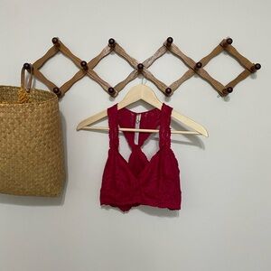 Free People Vibrant Red Lace Racerback Bralette